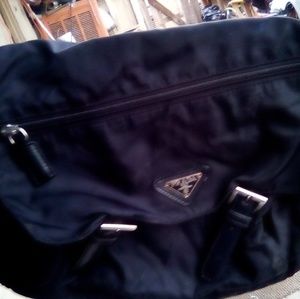 Prada Nylon Messenger Bag, Black, Women's